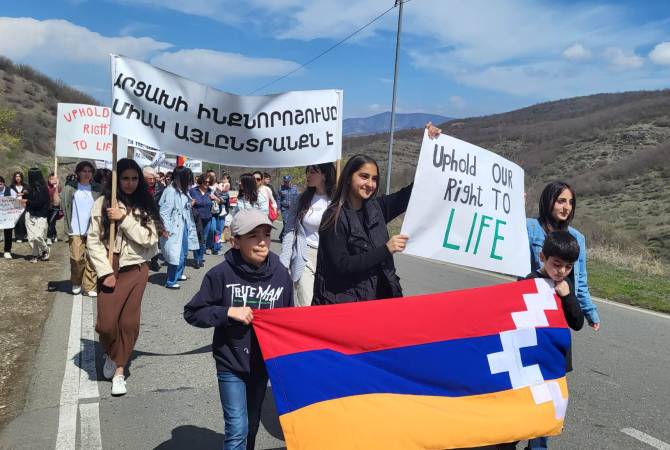 ‘We wake up every day with fear of becoming a widow or losing a child’ – Women in Nagorno Karabakh hold demonstration
