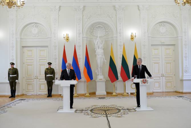 Armenian, Lithuanian presidents concur that all conflicts can be resolved only peacefully, in line with int’l law