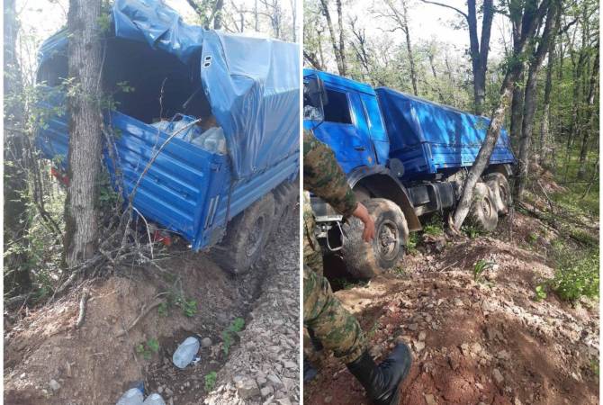 Vehicle of servicemen under search found on  inter-positional road