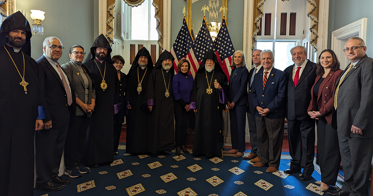 His Holiness Aram I raises ethnic cleansing of Artsakh’s Armenian Christians with U.S. House Speaker Mike Johnson