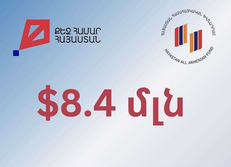  Նախնական արդյունքներով «Քեզ համար, Հայաստան» հեռուստամարաթոնի ընթացքում հավաքվել է շուրջ 8,4 միլիոն ԱՄՆ դոլար 