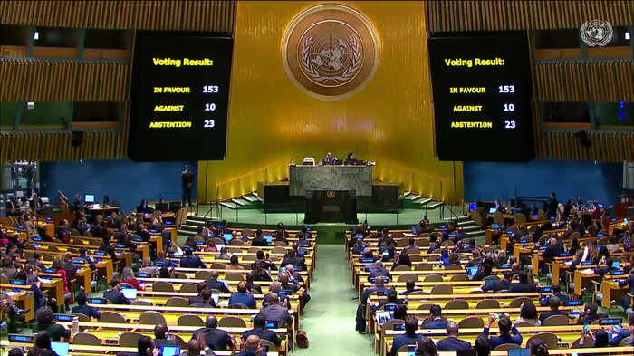 UN General Assembly: 153 vote for humanitarian ceasefire in Gaza